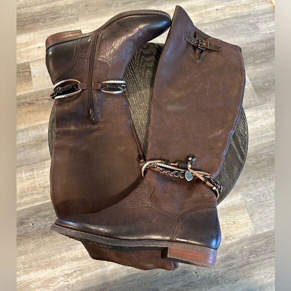 OTBT Trout Creek leather riding boots brown zip up size 8 - Picture 3 of 6